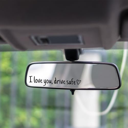 Heqxwl I Love You Drive Safe Rearview Mirror Sticker, Drive