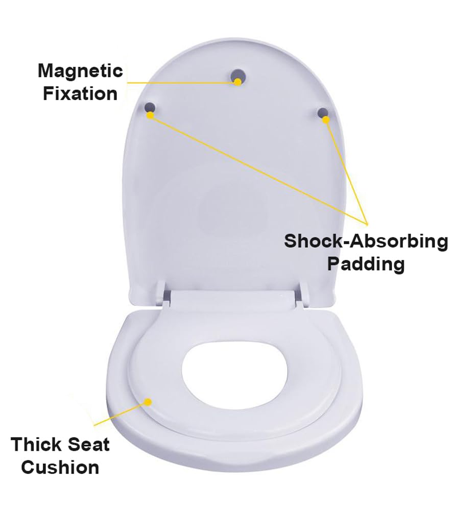 Sedile WC per famiglia con seggiolino rimovibile integrato, chiusura rallentata 2 in 1, sedile WC ovale, a forma di U/V, dimensioni standard (a forma di U)
