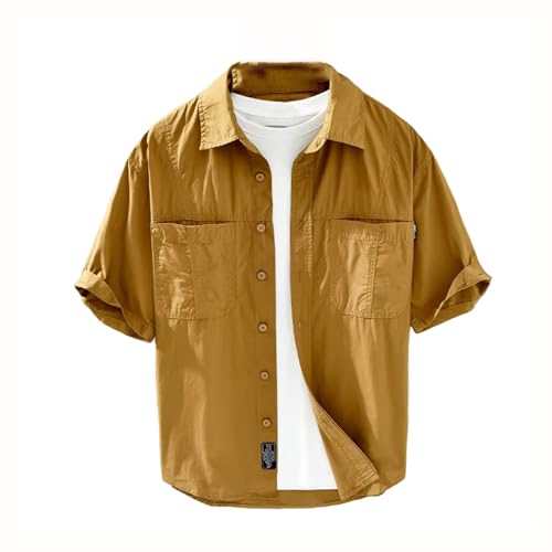 Chemise cargo homme finitions haut de gamme coton pur style japonais épuré