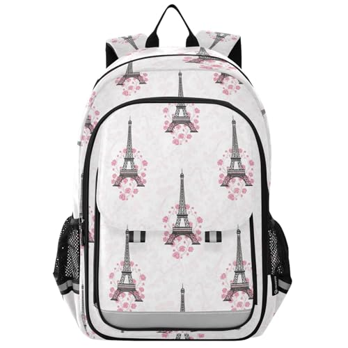 Paris Tower Pink Kids Backpack for Girls Boys School Backpack for Preschool Middle School Elementary Laptop Backpacks Bookbag for Toddler Women Men Work