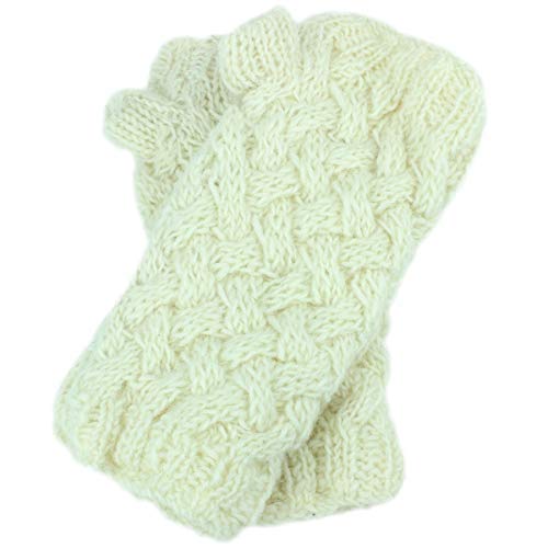 Loudelephant Off-White Chunky Wool Knit Arm Warmers - Plain - Off White