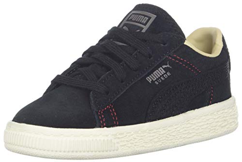 PUMA Girl's Suede Classic Peach Basket Sneaker, Black-Pebble-Whisper White, 13.5 M US Little Kid