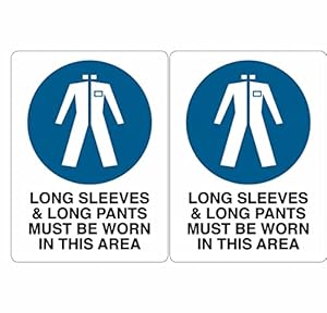 CVANU Long Sleeves and Paints Must Be Worn in This Area Safety Sign Sticker Self Adhesive PVC Vinyl (Pack of 10)