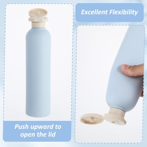 TIESOME Silikonowe butelki podróżne, 260 ml, 2 sztuki, szczelne, do wielokrotnego napełniania, zestaw przyborów toaletowych, szamponu, kremu, balsamu, gadżetów podróżnych