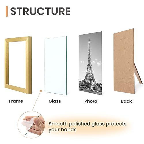 Image of upsimples Certificate Frame, 8.5 by 11 Glass Diploma Frames, 5 Pack, Gold | Displays 8.5x11 Document and Degree, Graduation Gift for Wall or Tabletop Decor, High-definition Glass