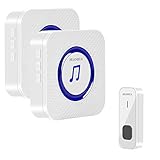 HUANHUA Funk Türklingel, Kabellose Türglocke Funkklingel IP55 wasserdichte 300m Reichweite 55 Klingeltöne mit 2 Empfänger für Familien, Hotel, Krankenhäuser,Fabriken