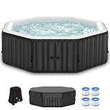 DoCred 4-6 Person Inflatable Hot Tub, 77' X 77' X 25' Octagonal Blow up Portable Hot tub with 130 Bubble Jets, Large Outdoor Spa Bathtub Set Included Heater Pump, Insulated Cover and Filter