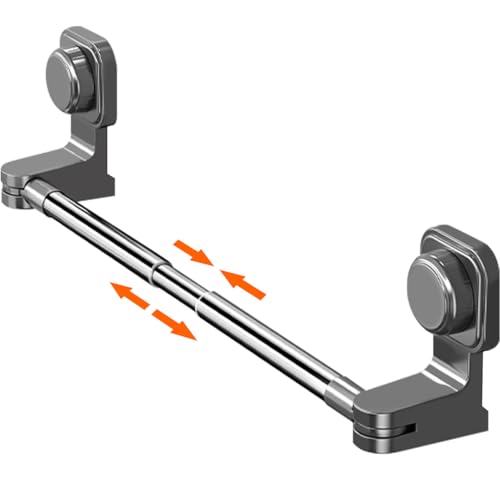 EHERDM Barra portasciugamani estensibile con ventosa, 30,5-61 cm, rimovibile, per doccia, in acciaio inox, senza trapano, montaggio a parete, per bagno e cucina, grigio