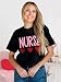 YZMI Nurse Shirts for Women Funny Nurse Life Nurse Week Tshirt Nurse Day Heart Graphic Tee Tops A-Black XL
