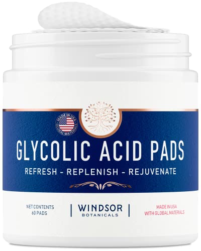 Glycolic Acid Pads for Face - 20% AHA Exfoliant for Skin Resurfacing - Exfoliating Face Pads and Cleansing Glycolic Acid Peel Pads - Acne Pads, Face Peel - 60 Pre-Soaked Face Cleaning Pad Toner Wipes
