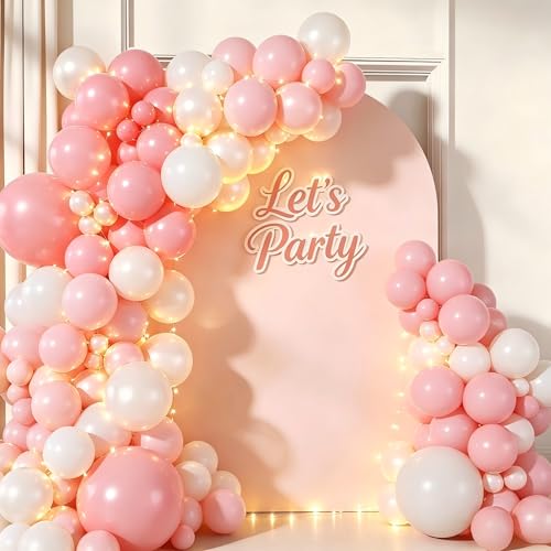 Pink White Balloon Garland Arch Kit 160Pcs Pink White Latex Balloons for Baby in Bloom Baby Shower Wedding Bridal Shower Anniversary Birthday Party Decorations