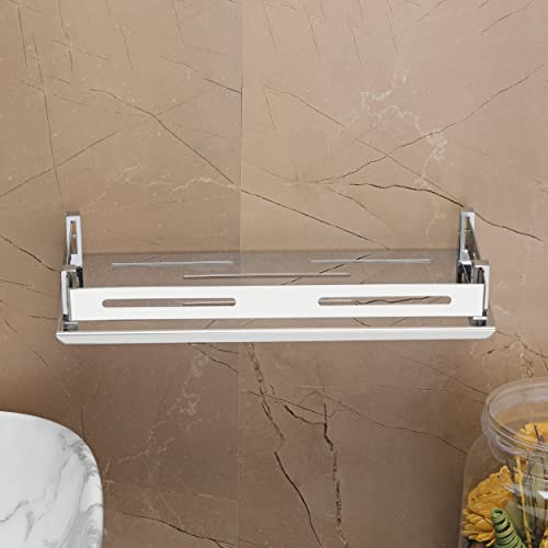 Image of FORTUNE Stainless Steel Wall Mount Bathroom Shelf Multi-Functional Storage Shelf, Kitchen Shelves, Rack Basket Bathroom Accessories Homes, Hotels Decor- Silver (18 X 5 Inch) (Pack of 3)