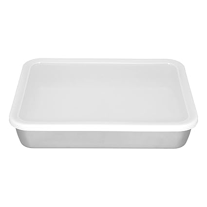 Fdit Stainless steel deepened Japanese-style baking pan with lid, flat-bottom tray refrigerated crisper Storage Box Non Stick Baking Pan Food with Cover(S) Round Cake Pans