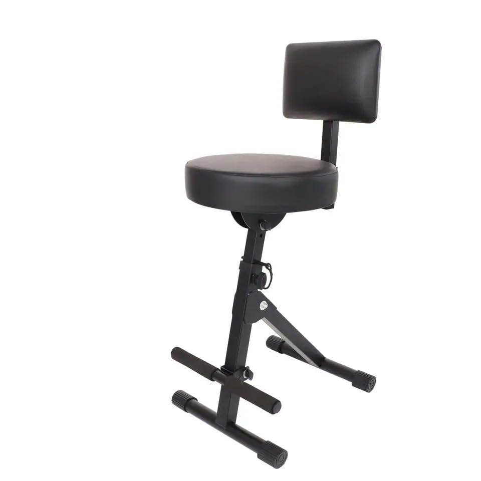 Powerpak GTR-CS 2.4Ft. Premium Guitar Playing Chair | Non-Slip Rubber Feet | Guitar Chair with Ergonomic Backrest | Cushioned Seat with Built-in Footrest,Metal, Black-image-31