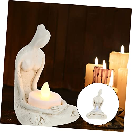 Garvalon 1 Set Prayer Candlestick Vintage Decor African Decor Yoga Decor Farmhouse Candle Holder Flameless Tealight Candles Votive Tea Lights Candlestick Decor Decorative Candleholder Resin #TOP1