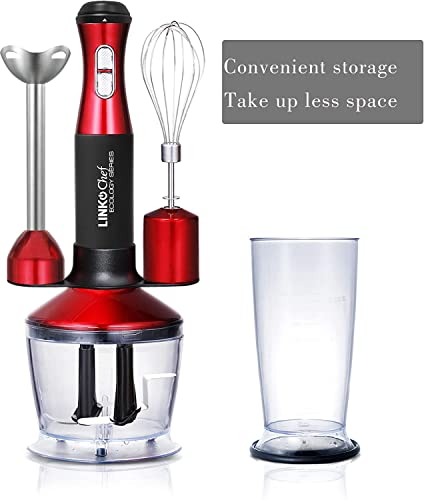 Immersion Blender Linkchef Hand Blender 5 In 1 Powerful 20 Speed Emulsion Blender With 800Ml Beaker, Egg Whisk,500Ml Food Grinder, Ice Crush Blade,For Puree Infant Food, Smoothies, Sauces And Soups #TOP5