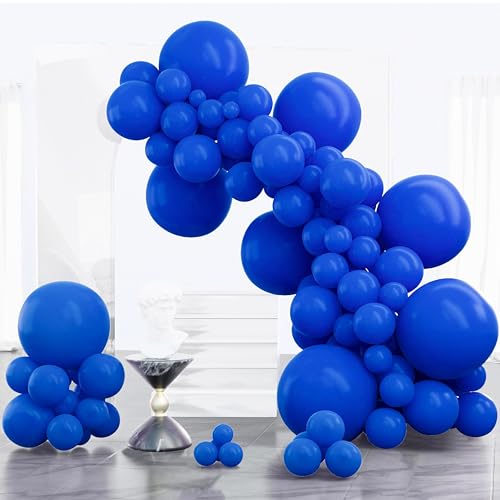 Image of PartyWoo Royal Blue Balloons 100 pcs Different Sizes of 18 12 10 5 Inch Dark Blue Matte Balloon Arch Kit Garland for Graduation 4th of July Baby Shower Birthday Party Decorations Blue-Y59