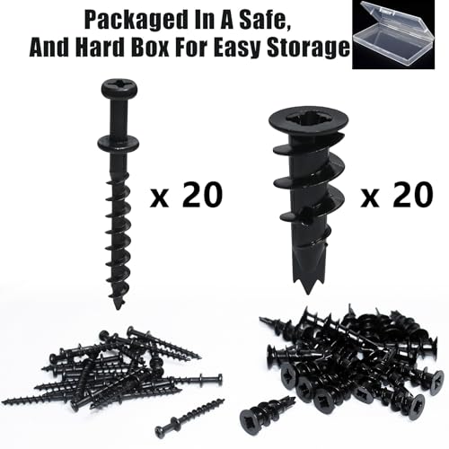 laffeya Picture Hanging Kit, Double-Headed Bear Claw Screws & Anchors, Zinc Drywall Picture Hangers for Hanging Pictures Mirrors Sawtooth D-Rings (Black Zinc+Long, 40) by laffeya - Image 7