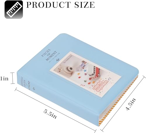 Image of ZENKO 64-Pocket Album + 5 Magnetic Frames fits Fujifilm Instax Mini (12, 11, 9, 8, 40, Evo, Liplay), Mini Link Printer, Polaroid Snap Touch, PIC-300, Z2300 Mint Instant Cameras (Blue)