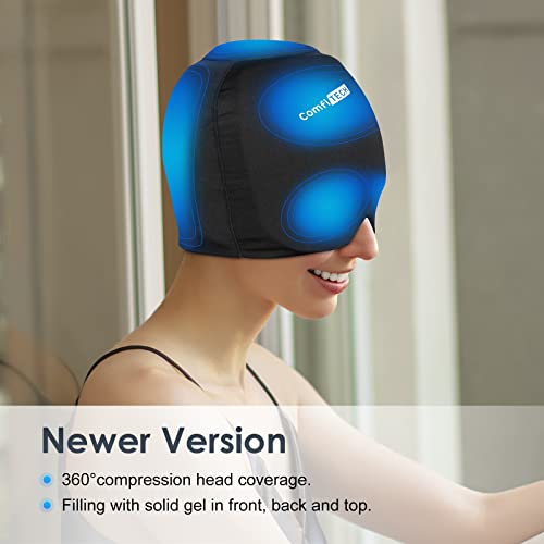 Comfitech Migraine Ice Head Wrap with Top Coverage Headache Relief Hat for Cranial Migraine Cap