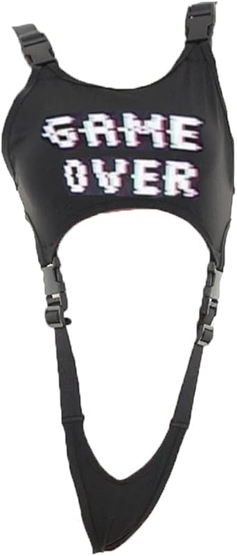 JasmyGirls Cosplay Lingerie Anime Bikini Costume Goth Buckle Crop Tops Rave Outfit Sexy Game Over Bodysuit Punk Slingshot