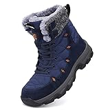 unitysow stivali da neve uomo donna caldi pelliccia stivali da invernali outdoor impermeabili scarpe da neve casual stringate stivaletti scarpe da inverno,blu,46 eu