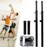 8 ft Volleyball Poles with Net,Professional 32 ft Indoor Volleyball Net Set with Ground Sleeves, Outdoor Heavy Duty Volleyball Post, Adjustable 5'1'-8',for Backyard,School,Sports Gym,Court (Black)