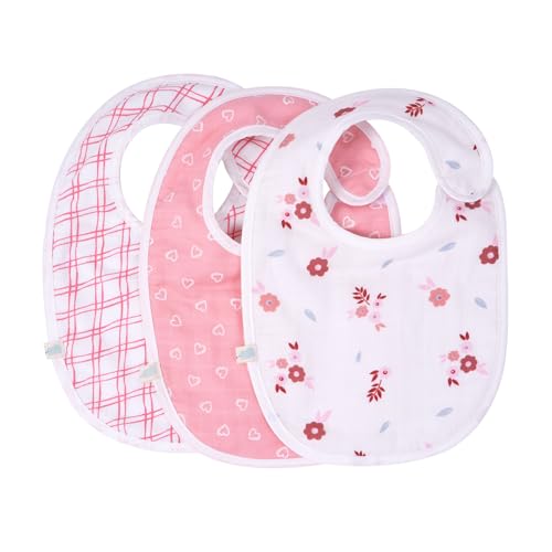 Image of TIDY SLEEP Muslin Pure Cotton 3 Layer Baby Bibs, Skin Friendly Ultra Soft Pure Cotton Baby Bibs Assorted Colour