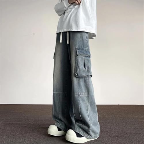 Men's Vintage High Waist Wide Leg Jeans Pants Classic Vintage Straight Jeans with Pockets2