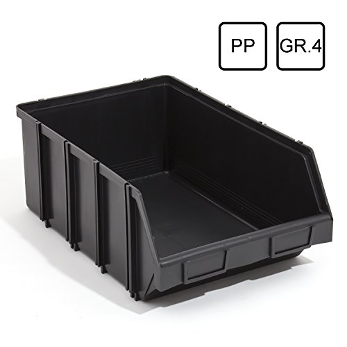 Patrol Group mod41czapg001 Grosse apilables Caja Visión Cajas de almacenamiento plástico PP plaste Módulo Caja, Negro 490 x 310 x 190 mm, tamaño 4
