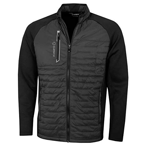 Sunice Performance Apparel - Hamilton Men’s Windproof Full Zip Ultra-Lightweight Water Repellent Thermal Jacket (Black/Magnesium, Medium) #TOP15