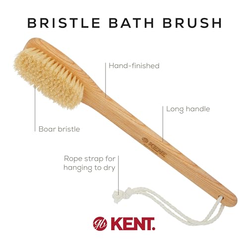 Kent FD5 Beechwood Wood Long Handle Shower Bath Body Brush. for Skin Exfoliate and Massage. 100% Boar Bristles. Best Back Body, Foot and Leg Scrubber Brushing for Wet and Dry Body. Made in England - Thumbnail 4
