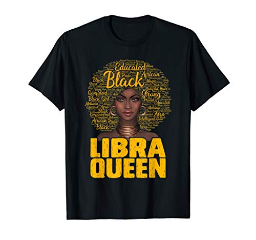 Libra Queen Black Woman Afro Natural Hair African American T-Shirt Libra Queen Black Woman Afro Natural Hair African American T-Shirt