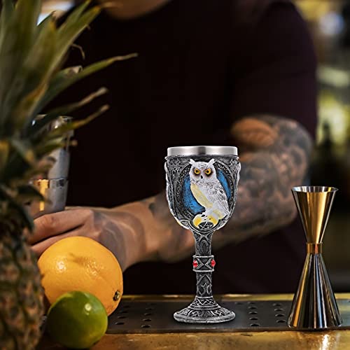 Doitool Medieval Wine Goblet Vintage Owl Bird Gothic Metal Cup Stainless Steel Drinking Cup Romantic Novelty Gothic Gift For Wedding Party Decorations Prop #TOP1