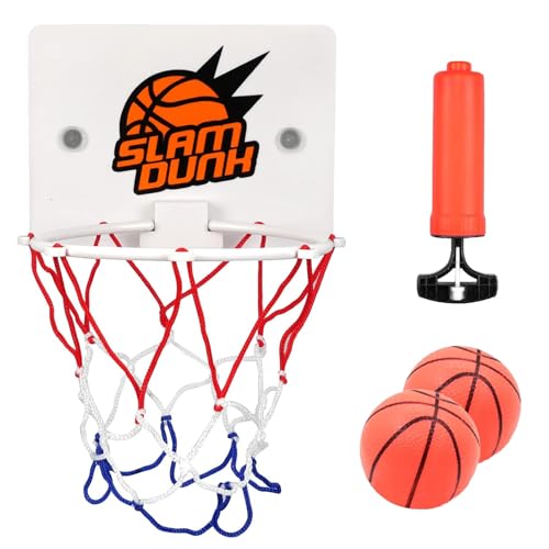 Zfseyuh Mini Canasta Baloncesto con 2 Pelotas y Bomba, Canasta Baloncesto Pared para Infantil Canasta Puerta Habitación Niños para Interior Exterior Oficina Baño