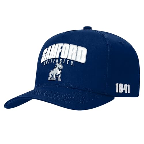 Samford University Bulldogs | Officially Licensed NCAA Adjustable Snapback Cap, Embroidered Performance Curved Brim Hat for Men, Women & Kids Navy