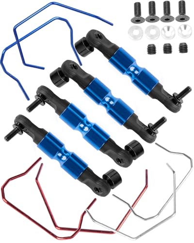 RcarmubWow RC Front Rear Wide Sway Bar Kit Upgrades Part for 1/10 Slash Rustler,Stampede,Rally 4x4 4WD RC Car,Alloy Aluminum Front & Rear Wide Sway Bar Kit Hops Up