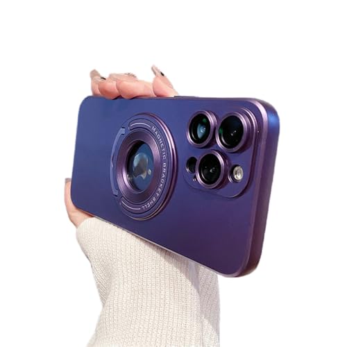 Support pliant et étui mat magnétique pour iPhone 11 violet avec protection photo