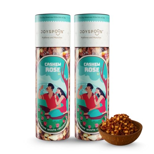 Image of JoySpoon Cashew Rose Mukhwas Mouth Freshener, 200g Cashews, Almonds, Coconut, Dates & Fennel Seeds, Pack of 2