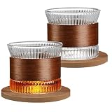 2 Stück Espressotassen Set Glas: 170 ml Espresso Tassen mit 2 Bambus Untersetzer, Transparent Cappuccino Gläser, Japanisch Teetasse für Tee, Mokka Tassen für Kaffeeliebhaber und Hause