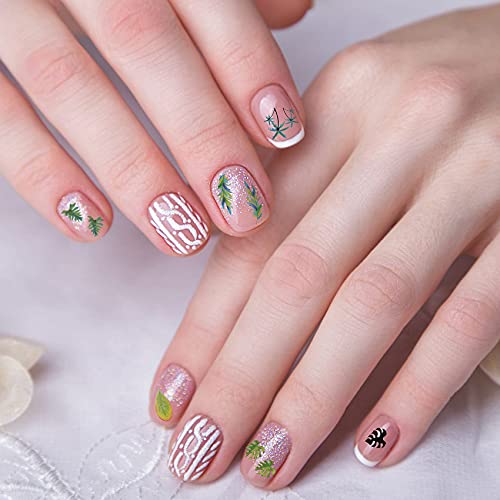 Ancirs 1000+ Pcs 3D Summer Palm Tree Nail Art Studs Stickers, Adhesive Tropical Surf Beach Palm Tree Nail Art Decals For Diy Nail Art Polish Manicure Decoration- 5 Sheets Green Fresh Cool Style & 5 Sheets Brown Sunset Style #TOP1