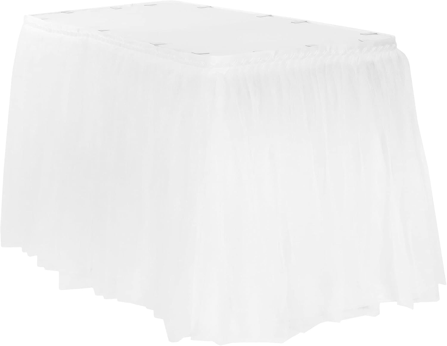 CVL 1 Pc, Tulle Tutu 17Ft Table Skirt - White for Ballerina-Inspired Parties, Kid's Parties, Bridal Showers, Quinceaneras & Wedding Receptions