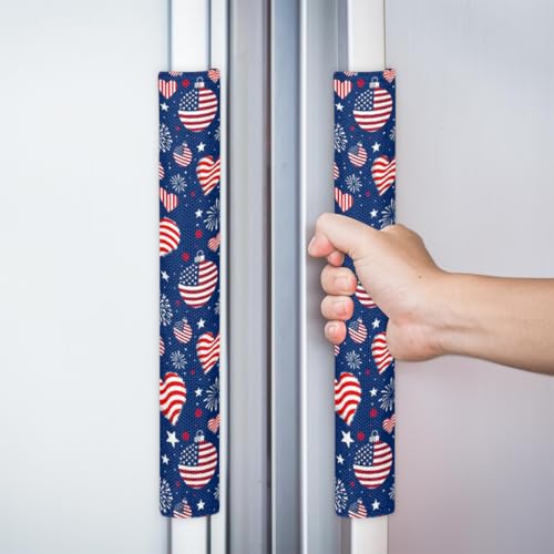 Image of Pardick Refrigerator Door Handle Covers Set of 2, Patriotic Fridge Handle Cover Washable Fridge Dishwasher Door Spring Decor Protector Handle Cover, Keep Your Kitchen Appliance Clean