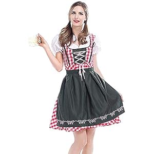 YAOUFBZ Womens Duits bier festival kostuum Beierse traditionele Oktoberfest Halloween partij meid Plaid Fancy Dress Outfit voor Oktoberfest, Fancy Dress Feesten, Thema-evenementen