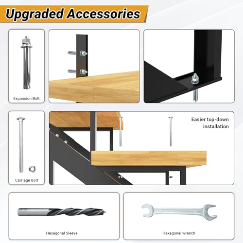 Toriexon Steel Stair Step Riser, 1-Step Steel Stair Stringer, One Step Stair Stringer for Outdoor Steps and Outdoor Stairs