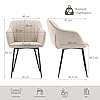 Goeurvant Set di 4 Sedie Sala da Pranzo Beige con Braccioli Sedia Imbottite per Cucina Moderna in Poliestere con Gambe in Metallo