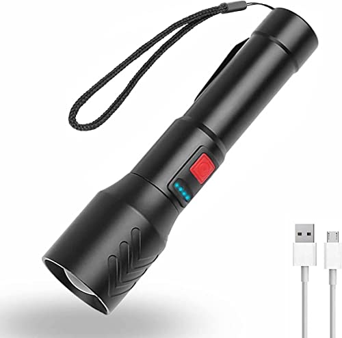 YVKVO Linterna LED Recargable Súper Brillante Táctica Alta Potencia 4000 Lúmenes Linterna LED XHP50.2 Potente, 5 Modos con Zoom Impermeable, Linterna de Mano para Camping Senderismo Cover