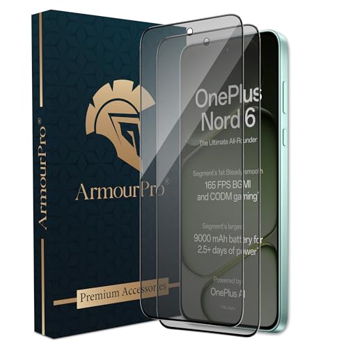 Image of ArmourPro Anti-Glare Matte Tempered Glass for OnePlus Nord 6, Pack of 2, Anti-Fingerprint Screen Protector, 9H Scratch Resistant, Smooth Touch, Full Edge to Edge Coverage