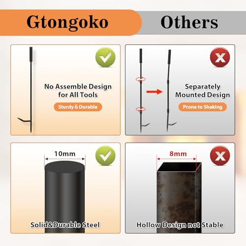 image for Gtongoko 30 Inch 5 Pieces Fireplace Tools Set with Stand, Outdoor Fire