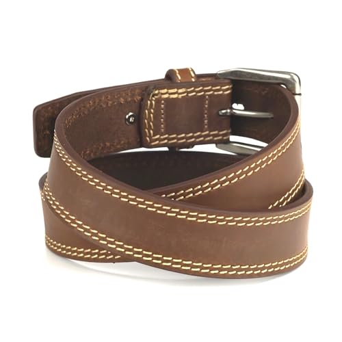 ARIAT 1 1/2" Logo Concho Double Stitch Medium Brown Belt4